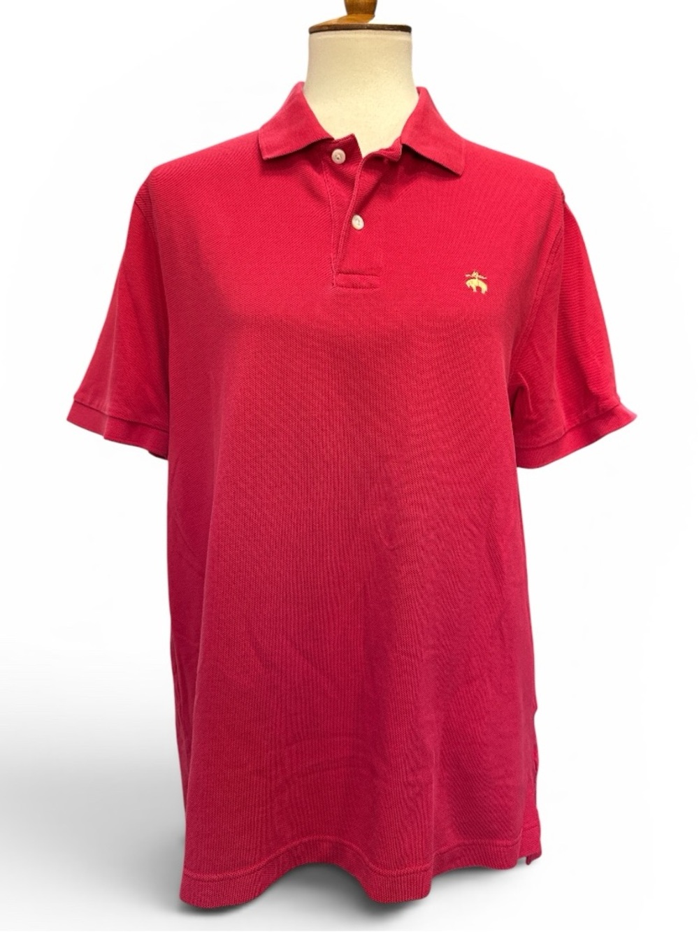 Brooks Brothers Men's Red Polo with Gold Logo #566